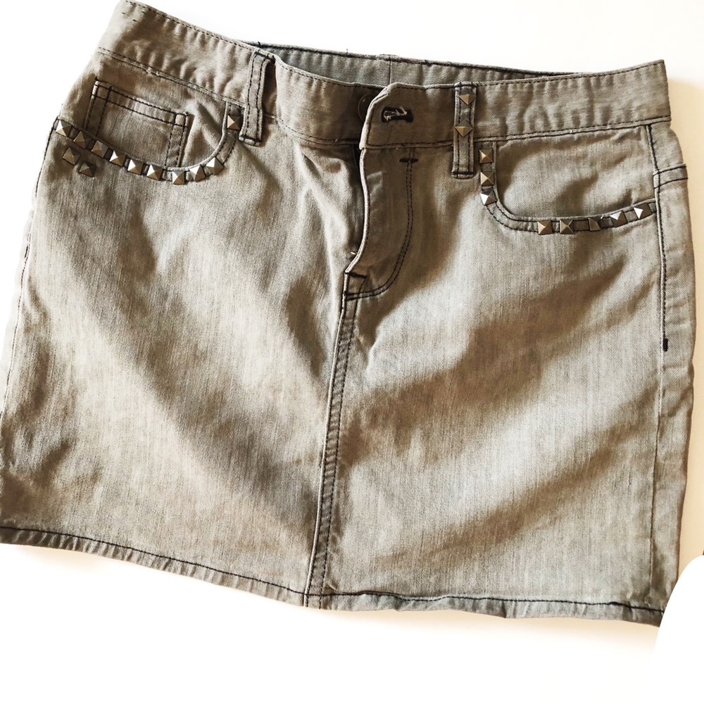 Gray J Crew Jean Skirt with Metal Hardware